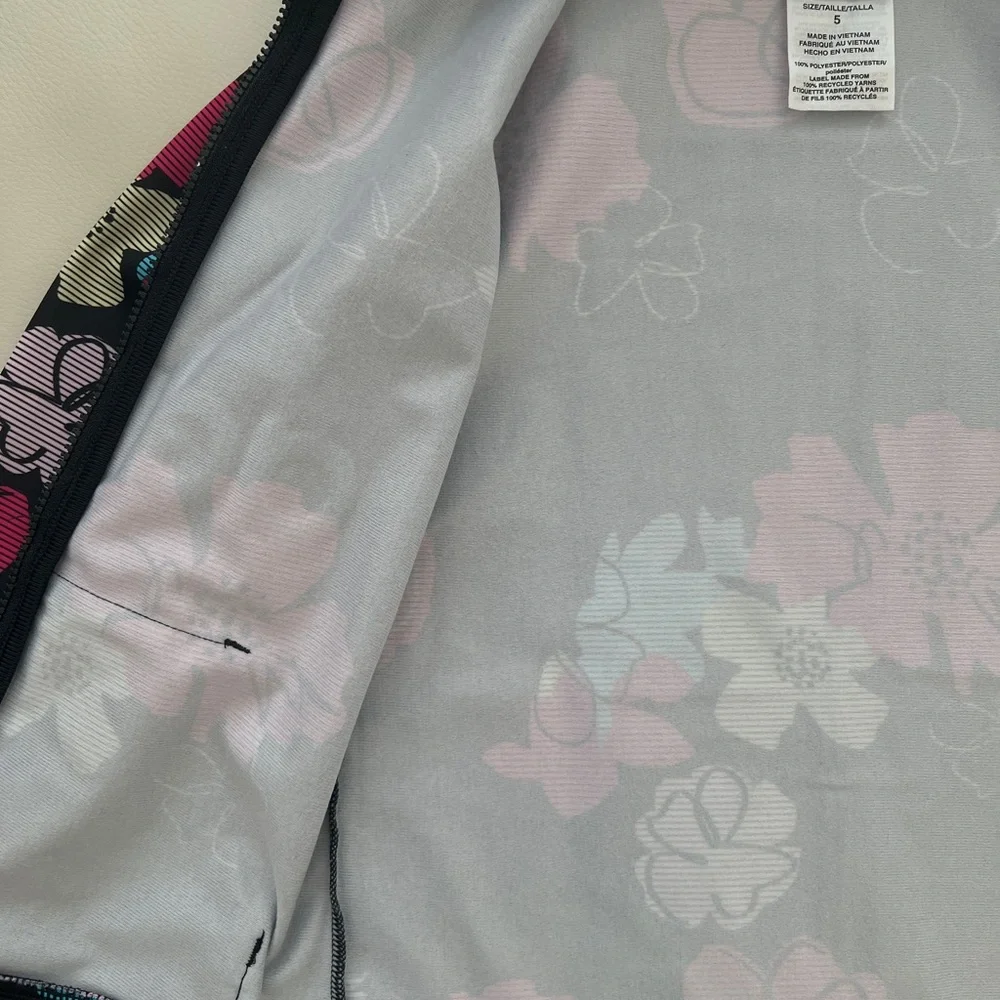 Size 5 Kids Adidas Black Jacket with Multicolor Floral Design - Picture 6 of 8